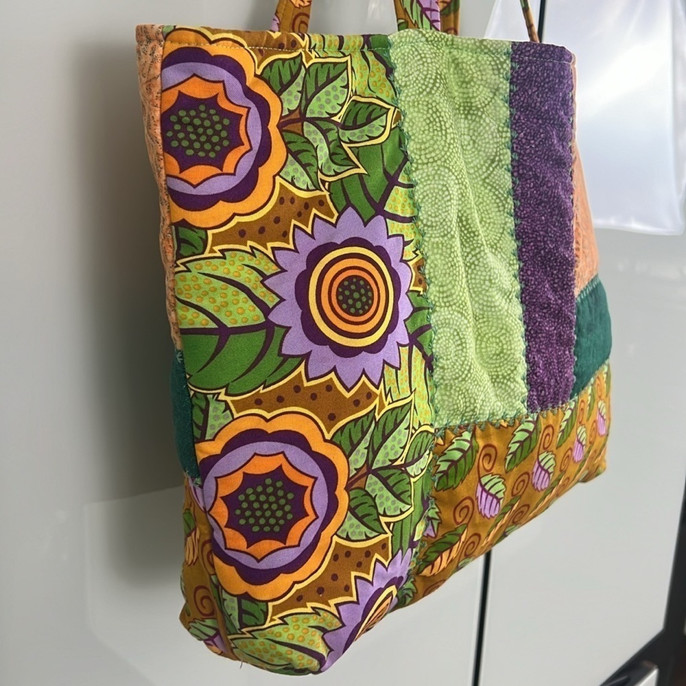 Sunflower Patchwork Orange & Lilac Quilted Harves… - image 3